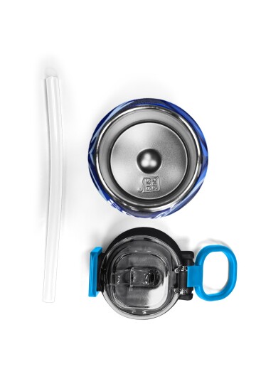 Coral High Kids Lacivert Saks Kamuflaj Desenli Pipetli ve Direkt İçim Çelik Termos 500 ml 31889 - 7