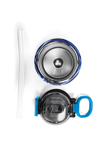 Coral High Kids Lacivert Saks Kamuflaj Desenli Pipetli ve Direkt İçim Çelik Termos 500 ml 31889 - 7