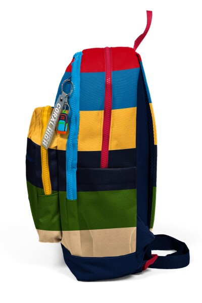 Coral High Kids Lacivert Sarı Kırmızı Çizgi Desenli Okul Sırt Çantası 33212 - 7