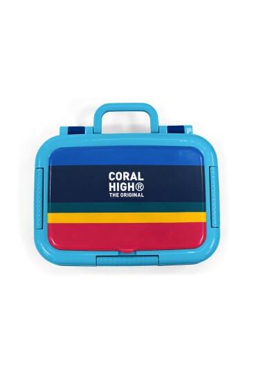 Coral High Kids Lacivert Sarı Kırmızı Çizgi Desenli Paslanmaz Çelik Beslenme Kabı 39122 - 5