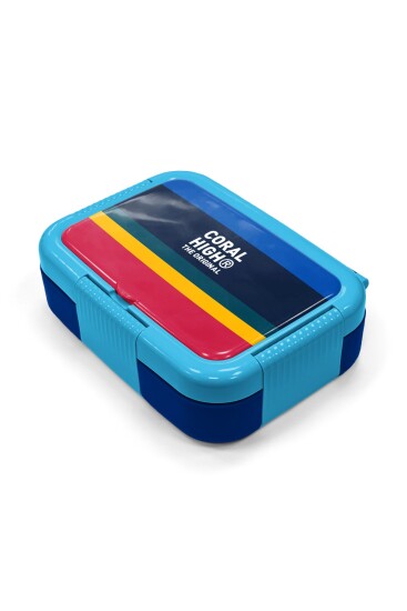 Coral High Kids Lacivert Sarı Kırmızı Çizgi Desenli Paslanmaz Çelik Beslenme Kabı 39122 - 2