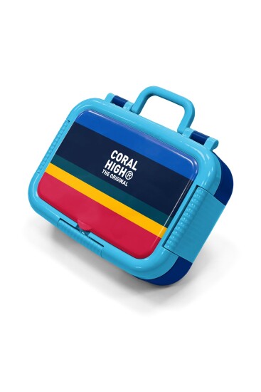 Coral High Kids Lacivert Sarı Kırmızı Çizgi Desenli Paslanmaz Çelik Beslenme Kabı 39122 
