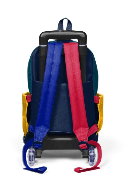Coral High Kids Lacivert Sarı Kırmızı Üç Bölmeli Çekçekli Okul Sırt Çantası 34022 - 4