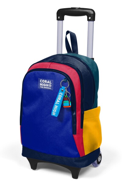 Coral High Kids Lacivert Sarı Kırmızı Üç Bölmeli Çekçekli Okul Sırt Çantası 34022 - 6