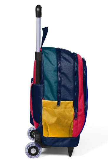 Coral High Kids Lacivert Sarı Kırmızı Üç Bölmeli Çekçekli Okul Sırt Çantası 34022 - 7