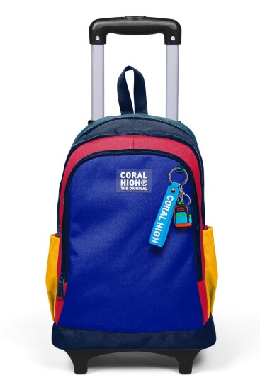 Coral High Kids Lacivert Sarı Kırmızı Üç Bölmeli Çekçekli Okul Sırt Çantası 34022 - 8