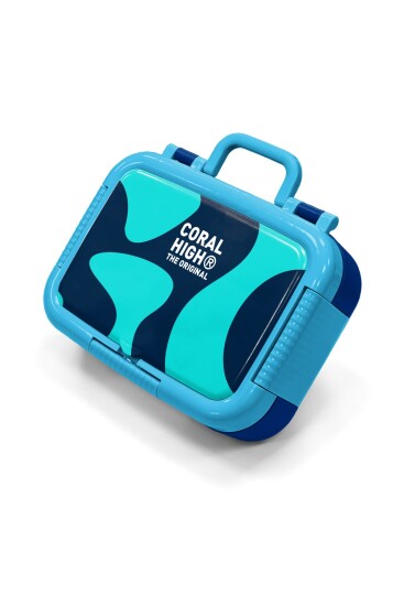 Coral High Kids Lacivert Turkuaz Desenli Paslanmaz Çelik Beslenme Kabı 39193 - Coral High