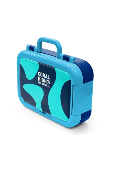 Coral High Kids Lacivert Turkuaz Desenli Paslanmaz Çelik Beslenme Kabı 39193 - 4