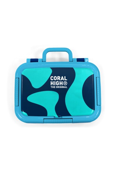 Coral High Kids Lacivert Turkuaz Desenli Paslanmaz Çelik Beslenme Kabı 39193 - 5