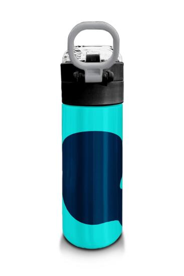 Coral High Kids Lacivert Turkuaz Desenli Pipetli ve Direkt İçim Çelik Termos 500 ml 31886 - 3