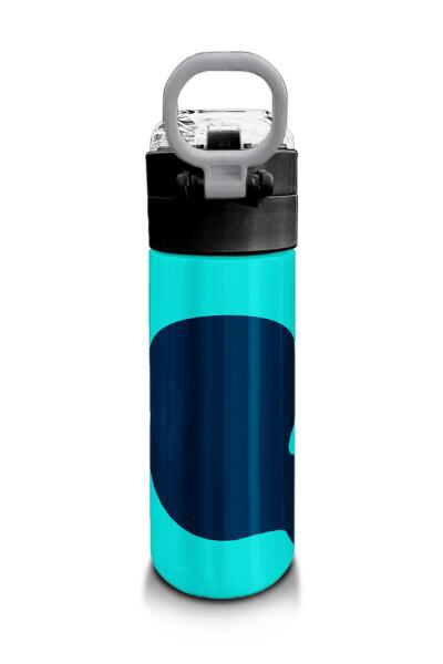 Coral High Kids Lacivert Turkuaz Desenli Pipetli ve Direkt İçim Çelik Termos 500 ml 31886 - 3