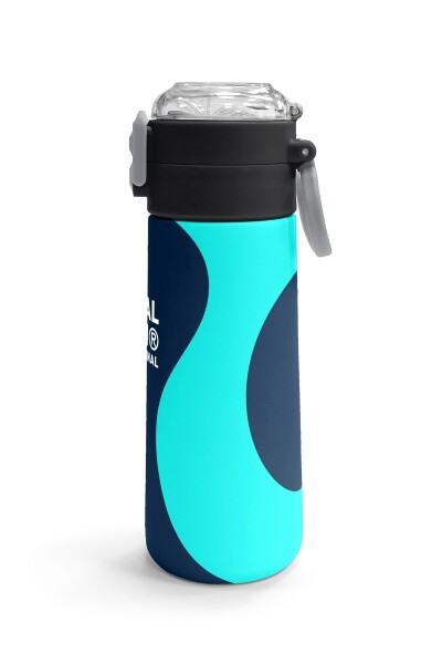 Coral High Kids Lacivert Turkuaz Desenli Pipetli ve Direkt İçim Çelik Termos 500 ml 31886 - 3