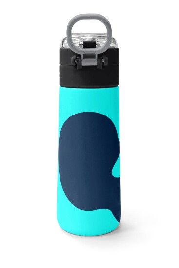 Coral High Kids Lacivert Turkuaz Desenli Pipetli ve Direkt İçim Çelik Termos 500 ml 31886 - 4