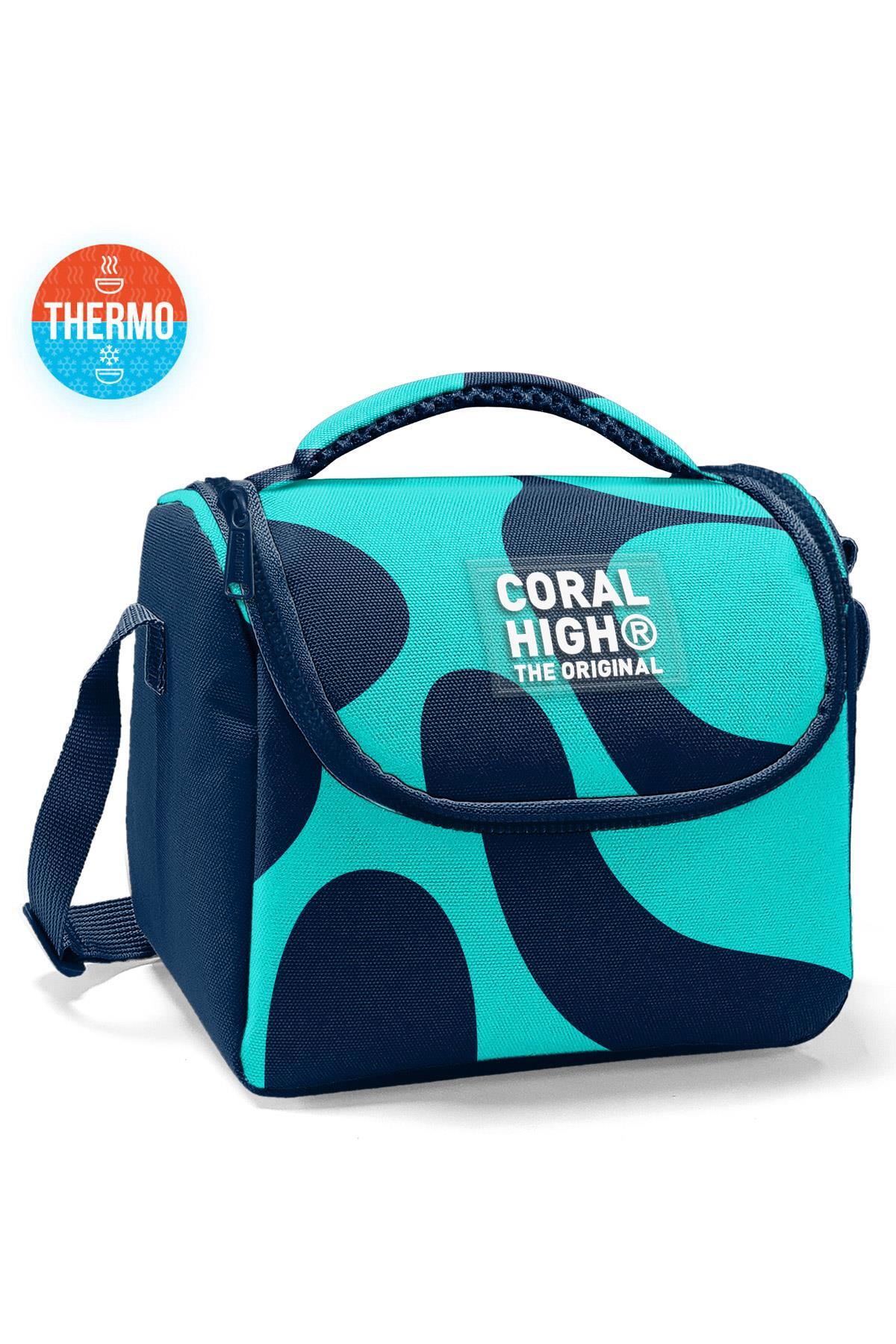 Coral High Kids Lacivert Turkuaz Desenli Thermo Beslenme Çantası 22786