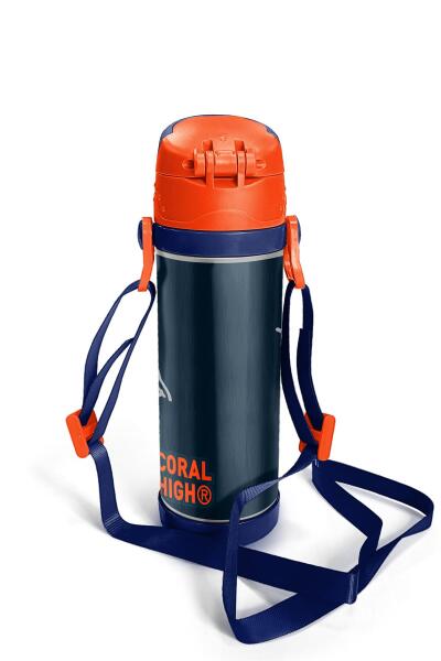 Coral High Kids Lacivert Turuncu Basketbol Desenli Pipetli Çelik Termos 500 ml 11927 - 3