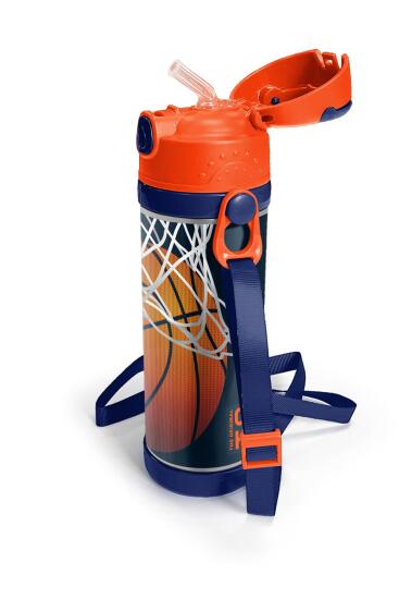 Coral High Kids Lacivert Turuncu Basketbol Desenli Pipetli Çelik Termos 500 ml 11927 - 2