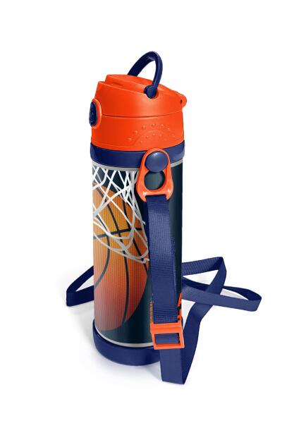 Coral High Kids Lacivert Turuncu Basketbol Desenli Pipetli Çelik Termos 500 ml 11927 - 4