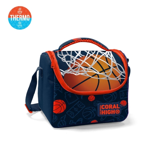 Coral High Kids Lacivert Turuncu Basketbol Desenli Thermo Beslenme Çantası 11857 - Coral High KIDS