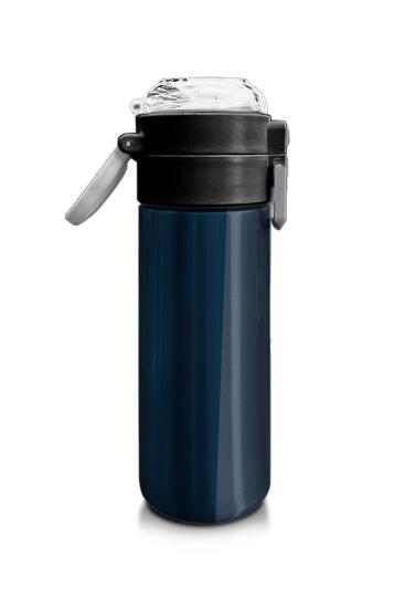 Coral High Kids Lacivert Turuncu Çizgili Pipetli ve Direkt İçim Çelik Termos 500 ml 31998 - 2