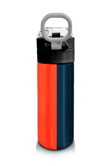 Coral High Kids Lacivert Turuncu Çizgili Pipetli ve Direkt İçim Çelik Termos 500 ml 31998 - 3