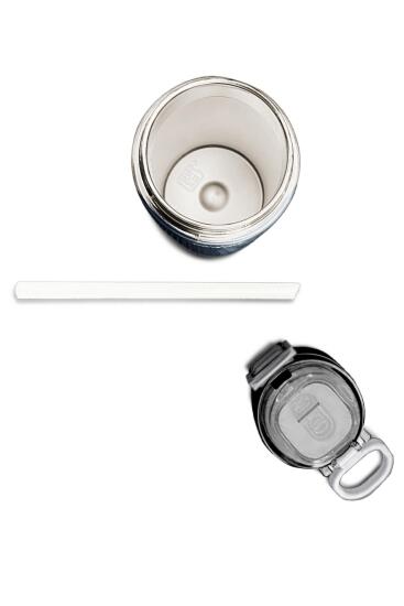 Coral High Kids Lacivert Turuncu Çizgili Pipetli ve Direkt İçim Çelik Termos 500 ml 31998 - 7