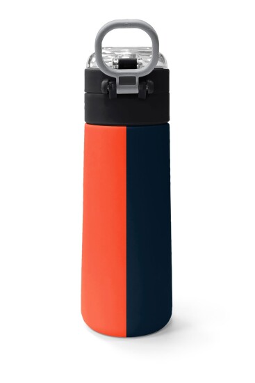 Coral High Kids Lacivert Turuncu Çizgili Pipetli ve Direkt İçim Çelik Termos 500 ml 31998 - 4