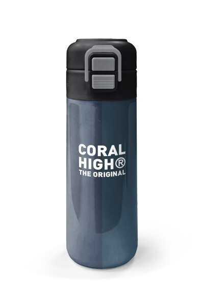 Coral High Kids Lacivert Turuncu Çizgili Pipetli ve Direkt İçim Çelik Termos 500 ml 31998 - 4