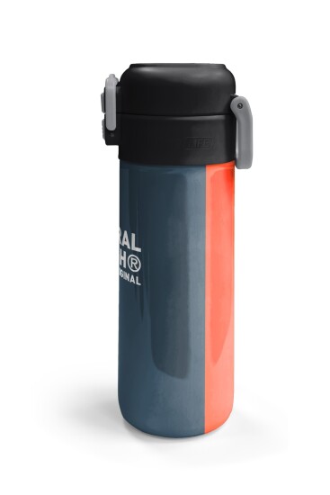 Coral High Kids Lacivert Turuncu Çizgili Pipetli ve Direkt İçim Çelik Termos 500 ml 31998 - 6