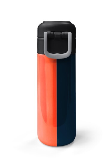 Coral High Kids Lacivert Turuncu Çizgili Pipetli ve Direkt İçim Çelik Termos 500 ml 31998 - 7