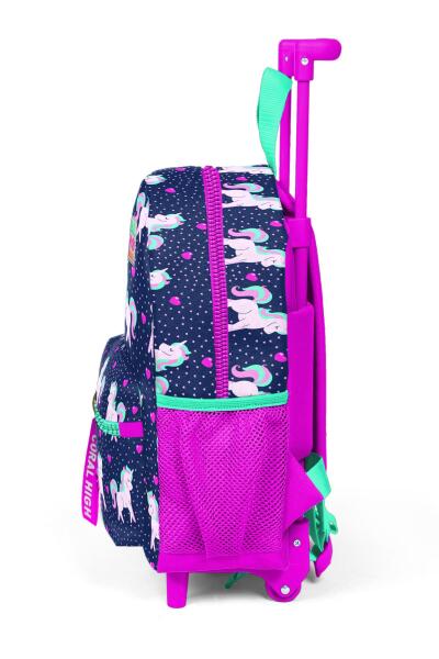 Minik Yuva Çekçekli Sırt Çantası Lacivert Pembe Unicorn Desenli İki Bölmeli 24003 - 6