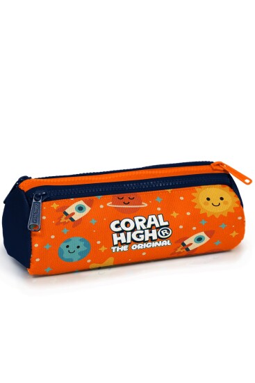 Coral High Kids Lacivert Uzay Desenli Üç Bölmeli Kalem Çantası 31060 