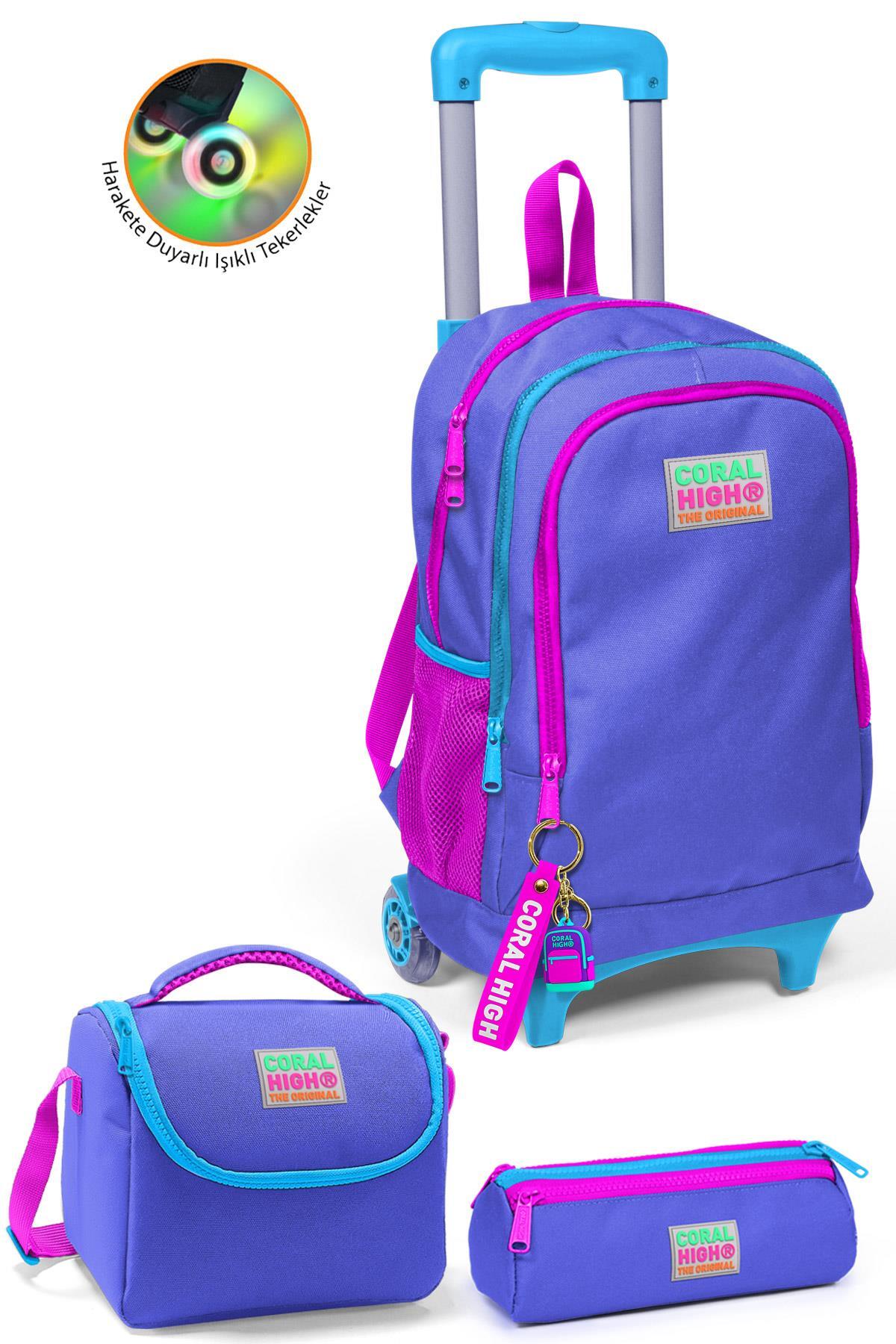 Coral High Kids Lavanta Çekçekli 3'lü Çanta Seti SET0123903
