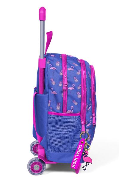 Coral High Kids Lavanta Pembe Flamingo Desenli Üç Bölmeli Çekçekli Okul Sırt Çantası 23132 - 6