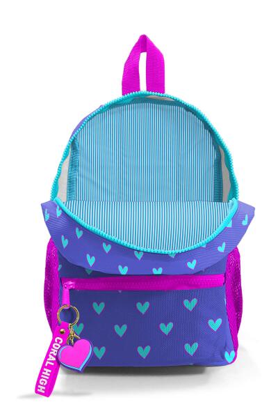 Minik Yuva Sırt Çantası Lavanta Pembe Kalp Desenli İki Bölmeli 23506 - 3