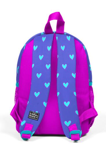 Minik Yuva Sırt Çantası Lavanta Pembe Kalp Desenli İki Bölmeli 23506 - 4