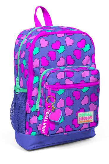 Coral High Kids Lavanta Pembe Kalpli Desenli Dört Bölmeli Okul Sırt Çantası 23463 - 1
