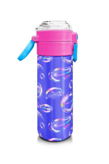 Coral High Kids Lavanta Pembe Baloncuk Desenli Pipetli ve Direkt İçim Çelik Termos 500 ml 31981 - 2