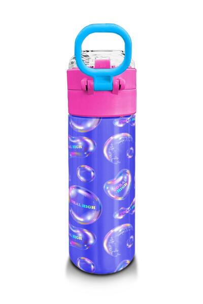Coral High Kids Lavanta Pembe Baloncuk Desenli Pipetli ve Direkt İçim Çelik Termos 500 ml 31981 - 3