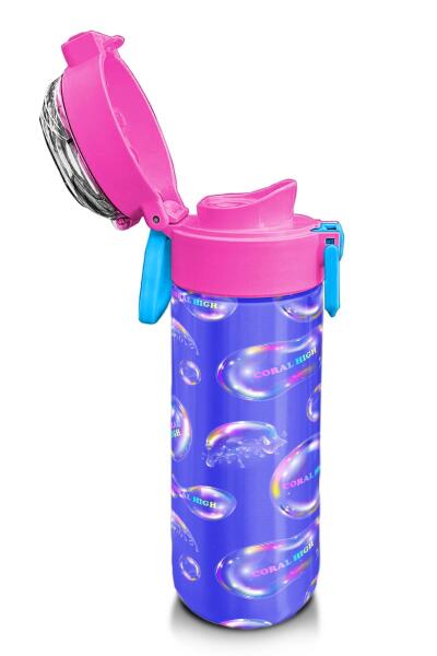 Coral High Kids Lavanta Pembe Baloncuk Desenli Pipetli ve Direkt İçim Çelik Termos 500 ml 31981 - 6