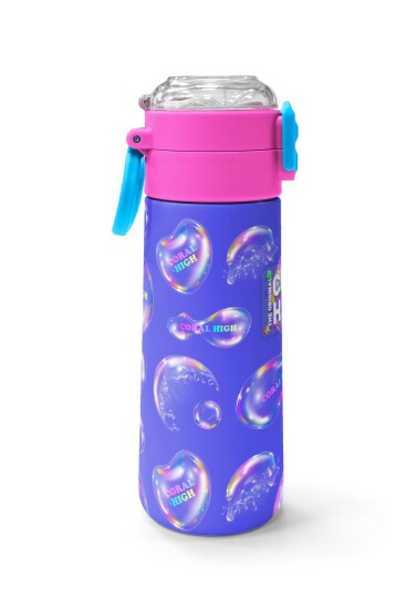 Coral High Kids Lavanta Pembe Baloncuk Desenli Pipetli ve Direkt İçim Çelik Termos 500 ml 31981 - 2