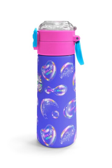 Coral High Kids Lavanta Pembe Baloncuk Desenli Pipetli ve Direkt İçim Çelik Termos 500 ml 31981 - 3