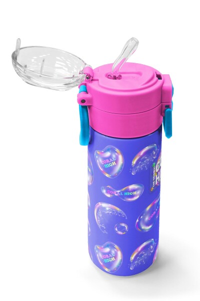 Coral High Kids Lavanta Pembe Baloncuk Desenli Pipetli ve Direkt İçim Çelik Termos 500 ml 31981 - 5