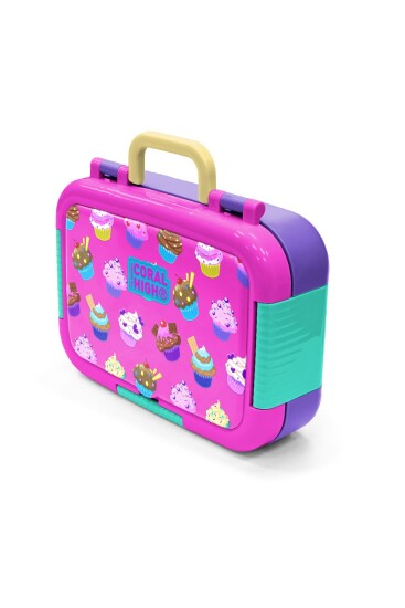 Coral High Kids Lavanta Pembe Cupcake Desenli Paslanmaz Çelik Beslenme Kabı 39307 - 4