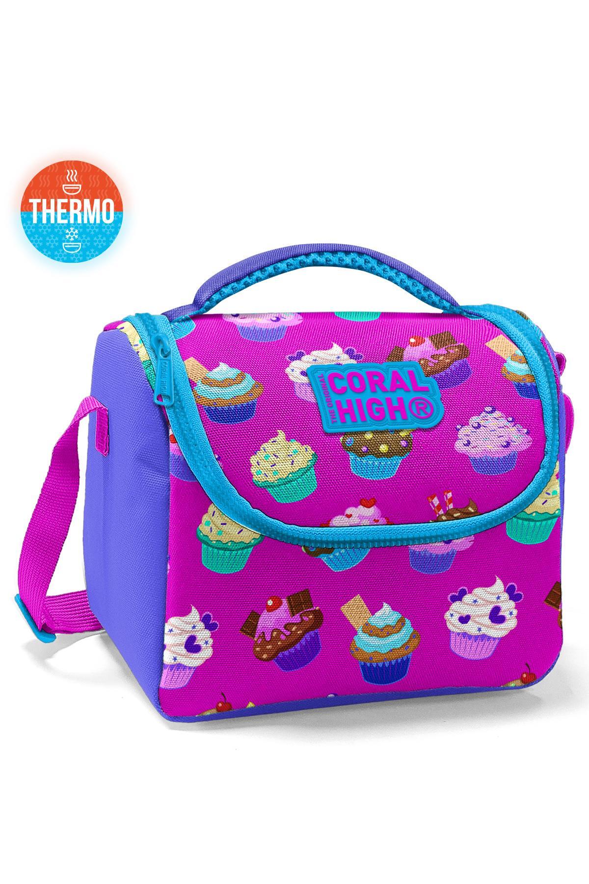 Coral High Kids Lavanta Pembe Cupcake Desenli Thermo Beslenme Çantası 11817