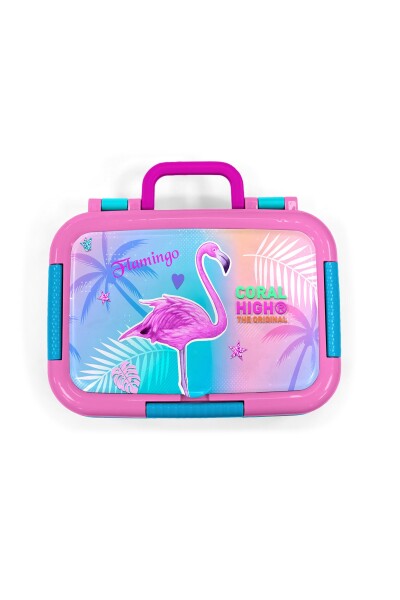Coral High Kids Lavanta Pembe Flamingo Desenli Paslanmaz Çelik Beslenme Kabı 39227 - 5