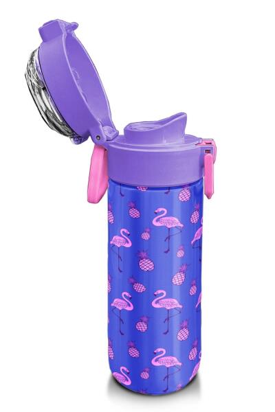 Coral High Kids Lavanta Pembe Flamingo Desenli Pipetli ve Direkt İçim Çelik Termos 500 ml 31905 - 6