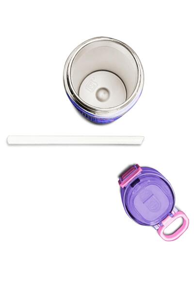 Coral High Kids Lavanta Pembe Flamingo Desenli Pipetli ve Direkt İçim Çelik Termos 500 ml 31905 - 7