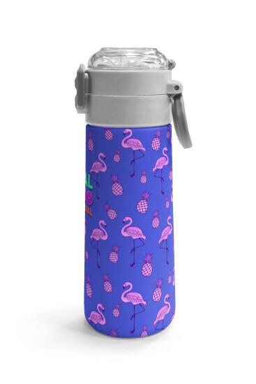 Coral High Kids Lavanta Pembe Flamingo Desenli Pipetli ve Direkt İçim Çelik Termos 500 ml 31905 - 3