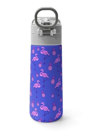 Coral High Kids Lavanta Pembe Flamingo Desenli Pipetli ve Direkt İçim Çelik Termos 500 ml 31905 - 4