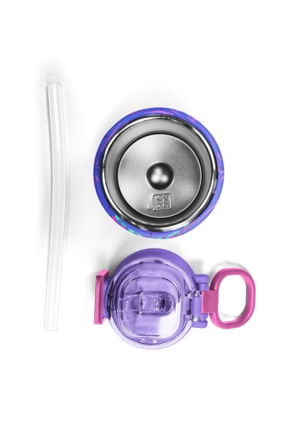 Coral High Kids Lavanta Pembe Flamingo Desenli Pipetli ve Direkt İçim Çelik Termos 500 ml 31905 - 7